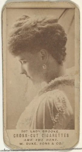 Card Number 597, Lady Brooke, from the Actors and Actresses series (N145-3) issued by Duke Sons & Co. to promote Cross Cut Cigarettes by W. Duke, Sons & Co., photograph, 1880-1889