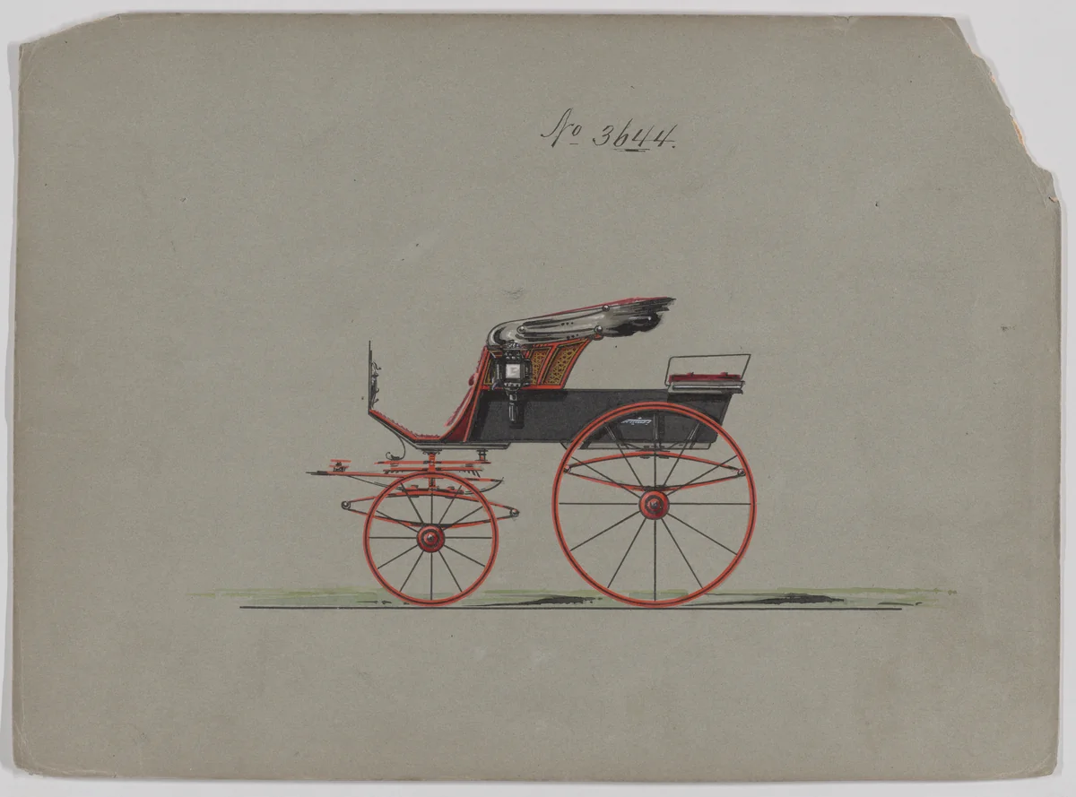 Design for Stanhope Phaeton, no. 3644 by Brewster & Co., drawing, 1880