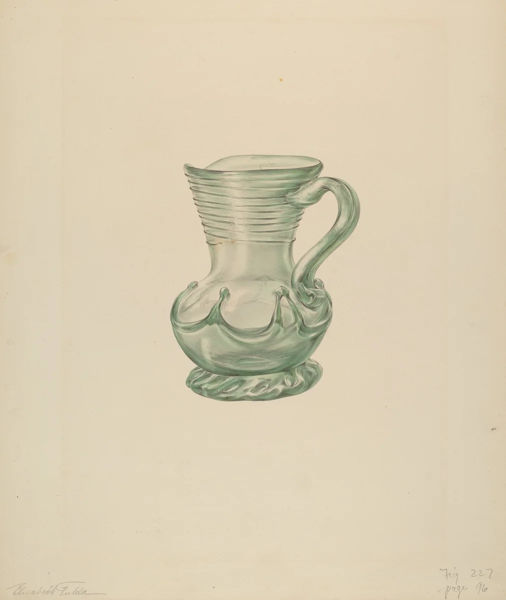 Pitcher by Elisabeth Fulda, index of american design, 1939