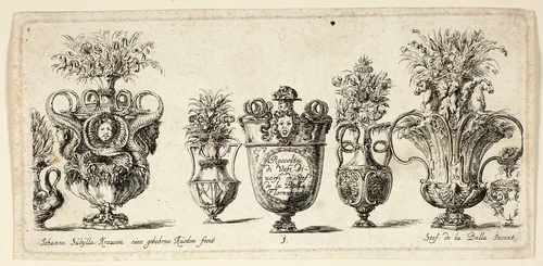 Plate One from Raccolta di Vasi diversi di Stef. de la Bella Fiorentino by Johanna Sibylla Küsel, print, 1646