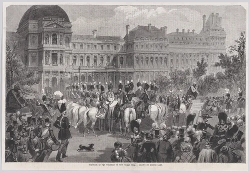 Serenade at the Tuileries on New Year's Eve, from "Illustrated London News" by Eugène Louis Lami, print, 1853