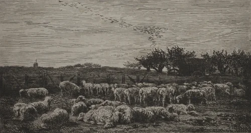 The Large Sheepfold by Charles-François Daubigny, print, 1860