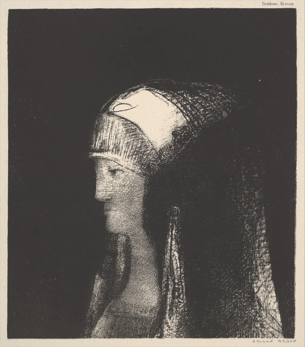 Druidesse by Odilon Redon, print, 1891