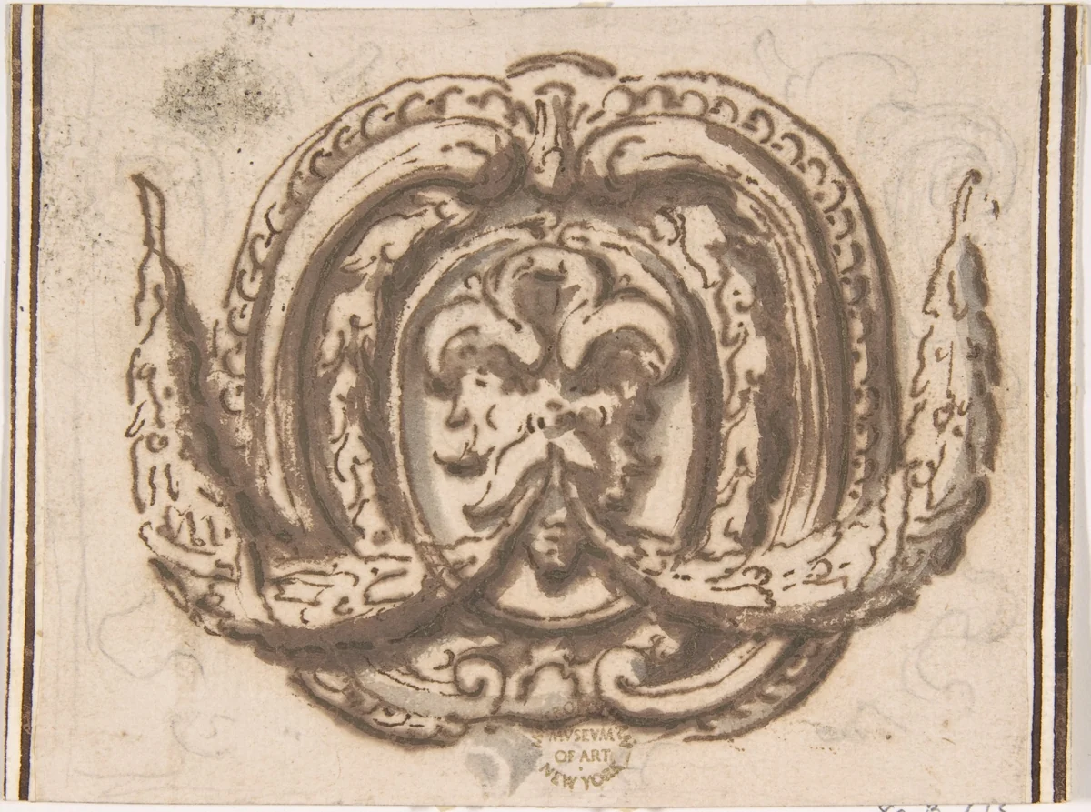 Ornament for Cartouche by anonymous, drawing, 1500-1600