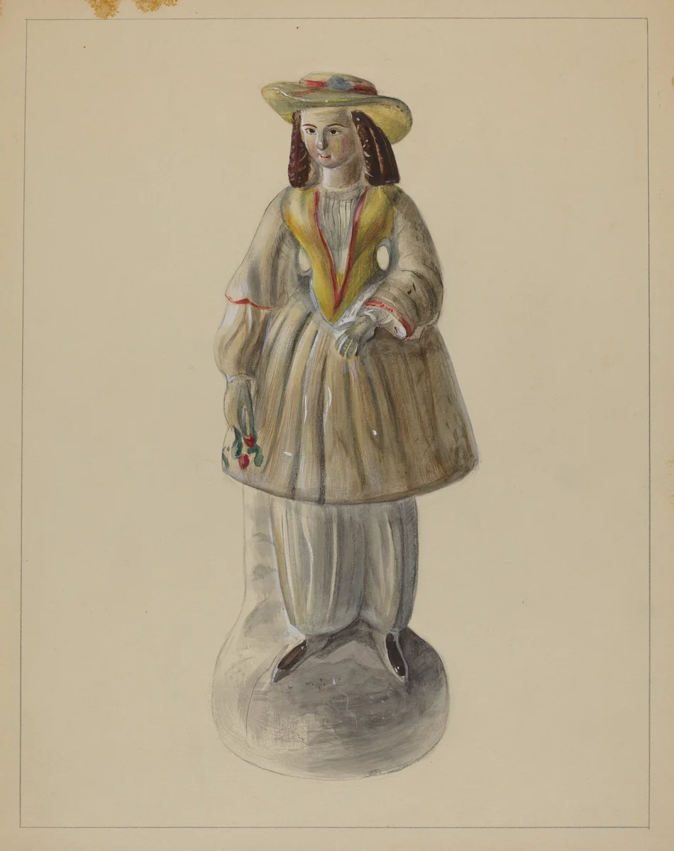 Pa. German Chalkware Bloomer Girl by Mina Lowry, index of american design, 1936
