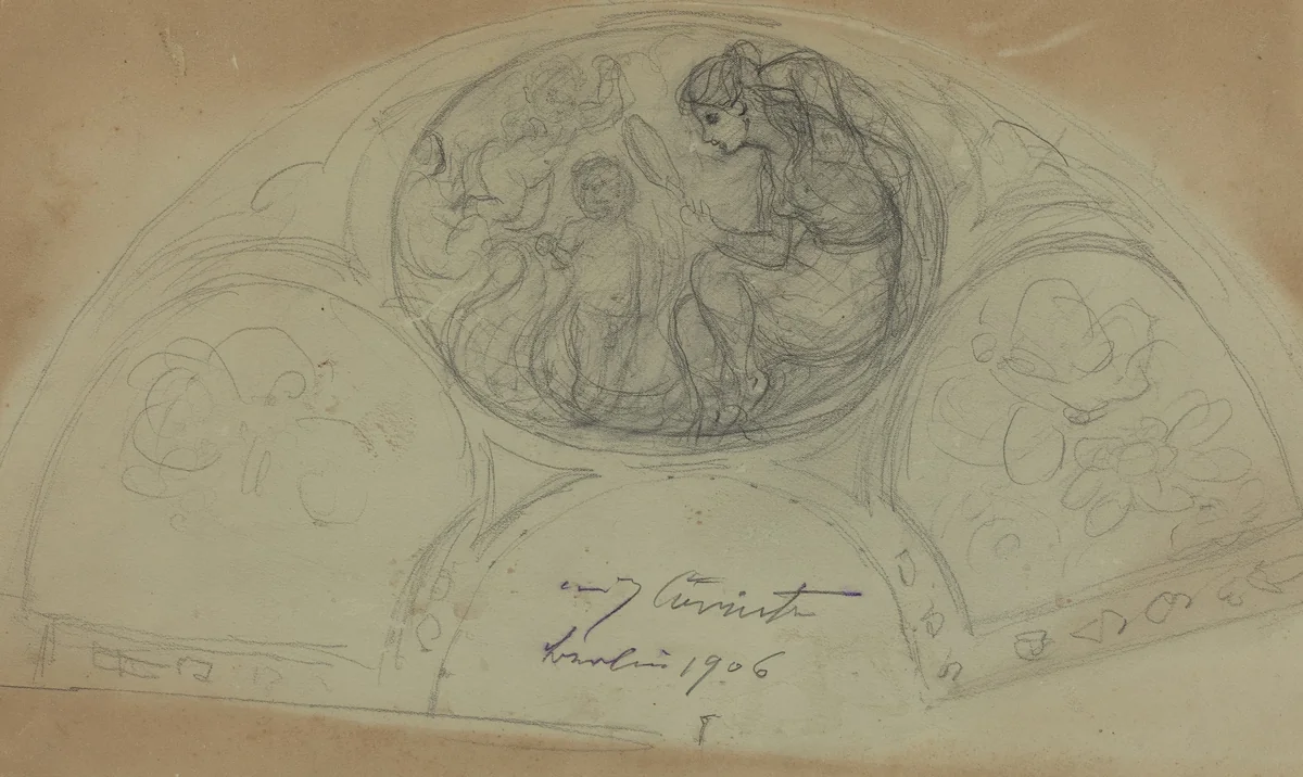 Fan Design [verso] by Lovis Corinth, drawing, 1906
