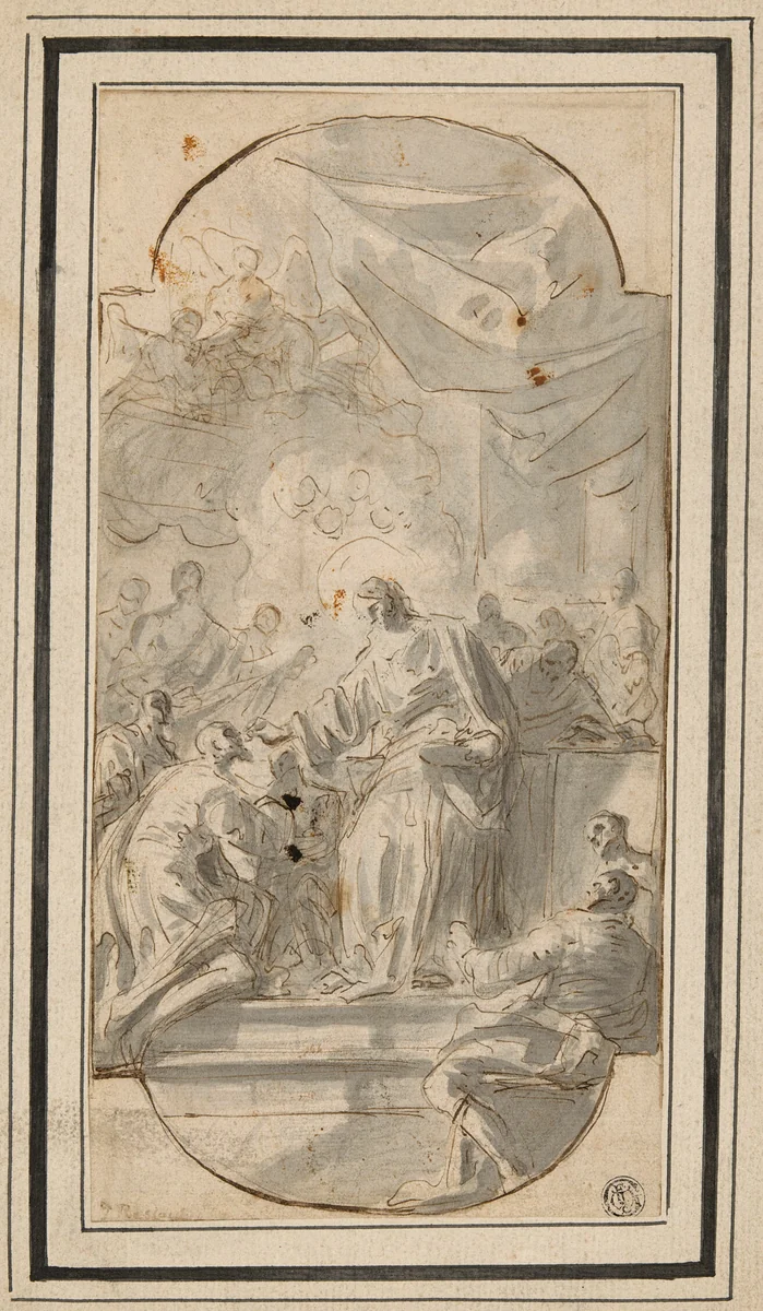 Christ Giving Communion (The Institution of the Eucharist) by Domenico Mondo
Jean Restout, drawing, 1707-1806
