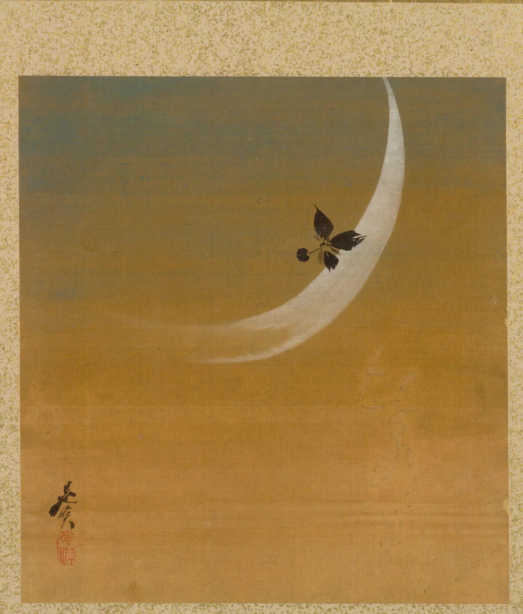 Crescent Moon from Album of Paintings by the Venerable Zeshin by Shibata Zeshin (柴田是真), book, 1847