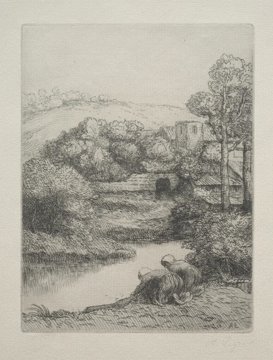 The Wash House by Alphonse Legros, print, 1857-1911