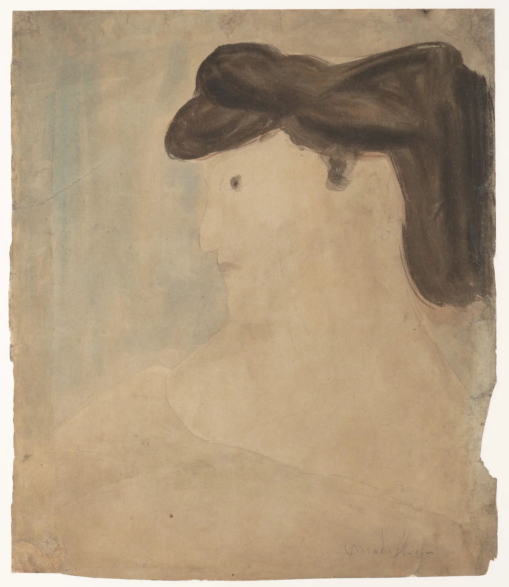 Woman in Profile by Amedeo Modigliani, drawing, 1909
