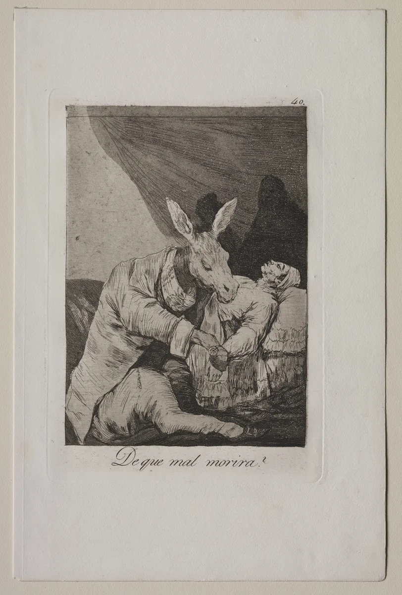 Of What Ill Will He Die?, Plate 40 by Francisco de Goya, print, 1799