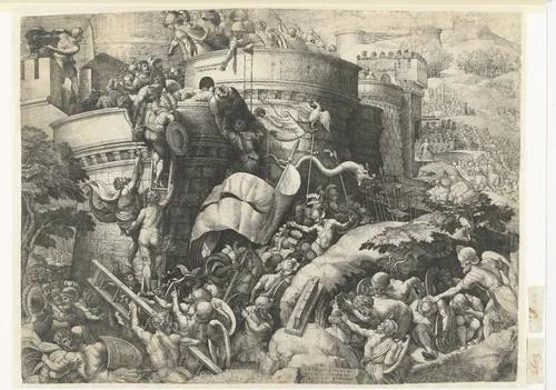 Slag bij Carthago by Unknown, print, 1549