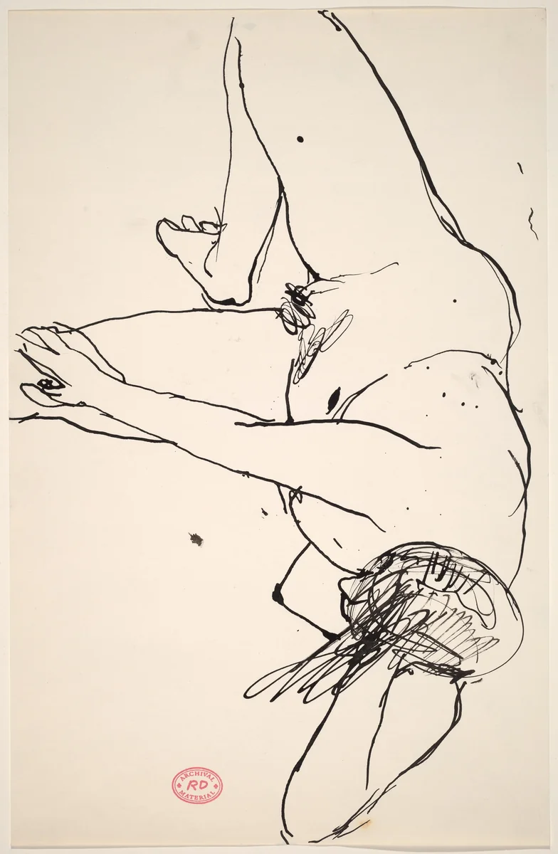 Untitled [bird's-eye view of nude resting on her side] by Richard Diebenkorn, drawing, 1955-1967