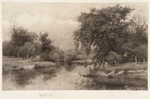 Untitled (Man Fishing on Lake) by Gustave Mercier, print, 1891