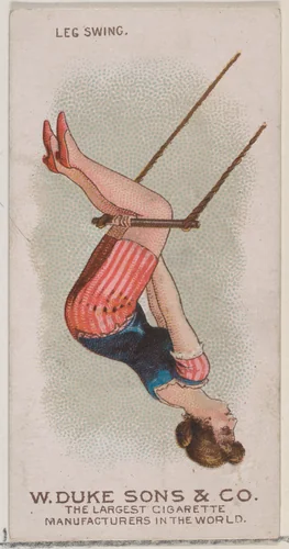 Leg Swing, from the Gymnastic Exercises series (N77) for Duke brand cigarettes by W. Duke, Sons & Co., print, 1887