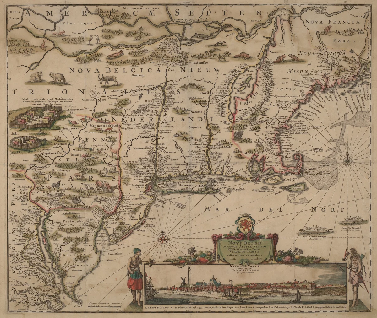 Novi Belgii Novaeque Angliae nec non Pennsylvaniae et partis Virginiae tabula multis in locis emendata by Justus Danckerts, print, 1679-1689