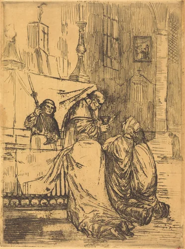 Communion in the Church of Saint Medard (La communion dans l'eglise St.-Medard) by Alphonse Legros, print, 1837-1911
