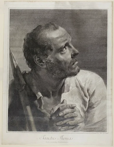 Saint Thomas, from The Holy Family and the Twelve Apostles by Giovanni Marco Pitteri, print, 1742