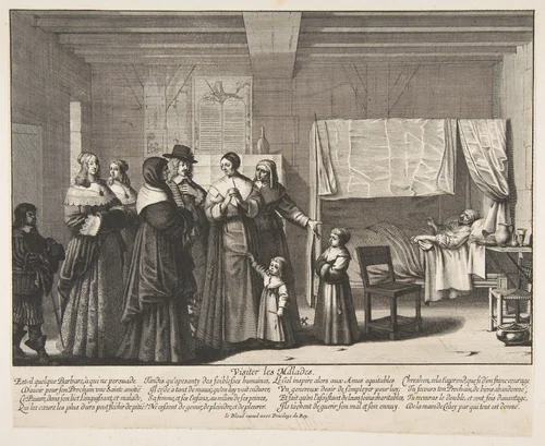 Visiting the Sick (Visiter les malades) by Abraham Bosse, print, 1602-1676