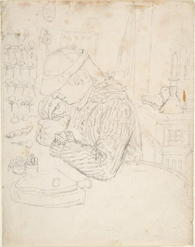 An Engraver by Edouard Jeanmaire, drawing, 1860-1916