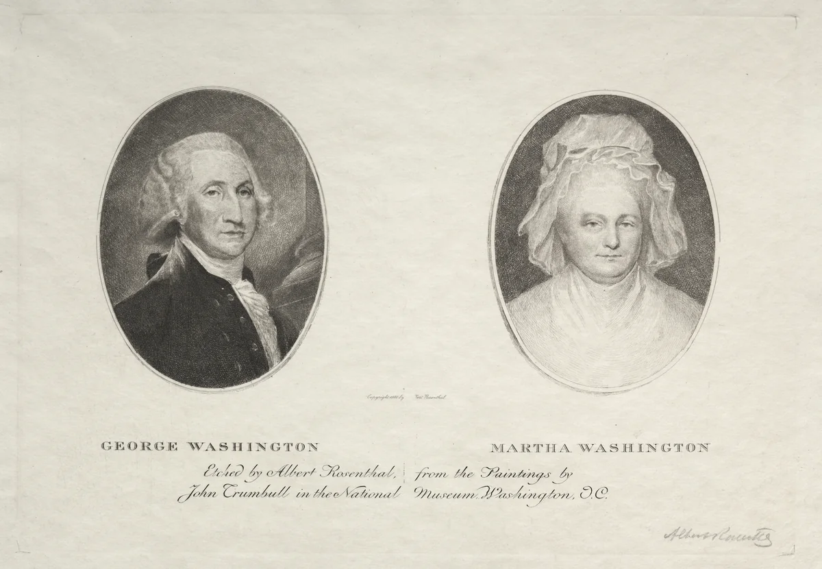 George and Martha Washington by Albert Rosenthal, print, 1863-1939