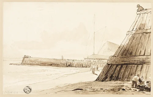 Stockade along Shore by Unknown Artist, drawing, 1800-1899