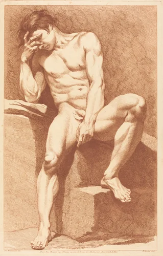 Academie by Pierre-Alexandre Aveline; Edme Bouchardon, print, 1702-1760