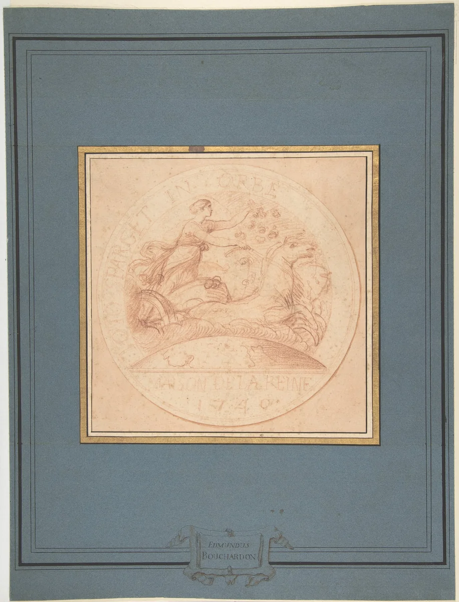 Design for a jeton or a token: Maison de la Reine 1740 by Edme Bouchardon, drawing, 1740