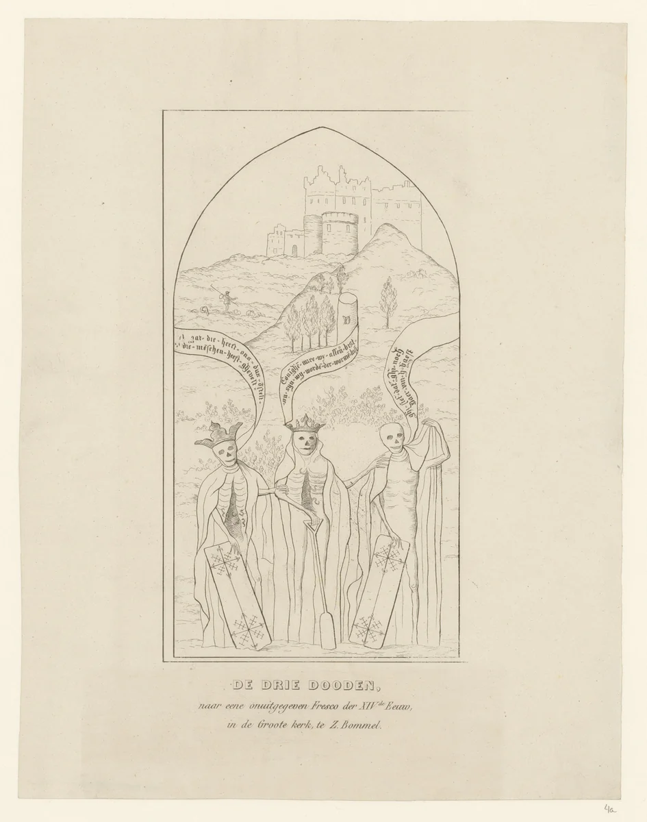 Drie doden by anonymous, print, 1800-1899