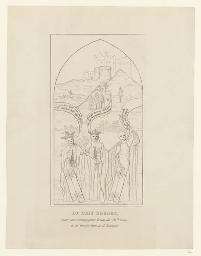 Drie doden by anonymous, print, 1800-1899