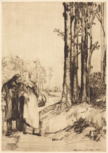 Stroll of the Convalescent (La promenade du convalescent) by Alphonse Legros, print, 1837-1911