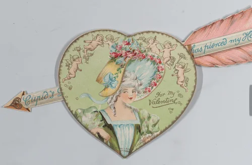 Valentine - Mechanical - Heart with arrow opens, image of a woman by anonymous, other, 1875
