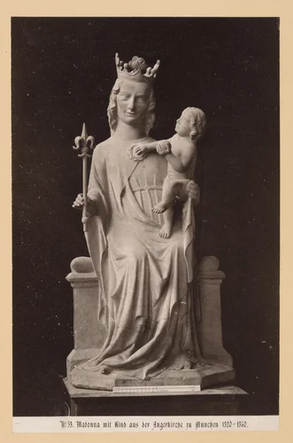 Sculptuur van Maria met Christuskind by anonymous, print, 1869-1887