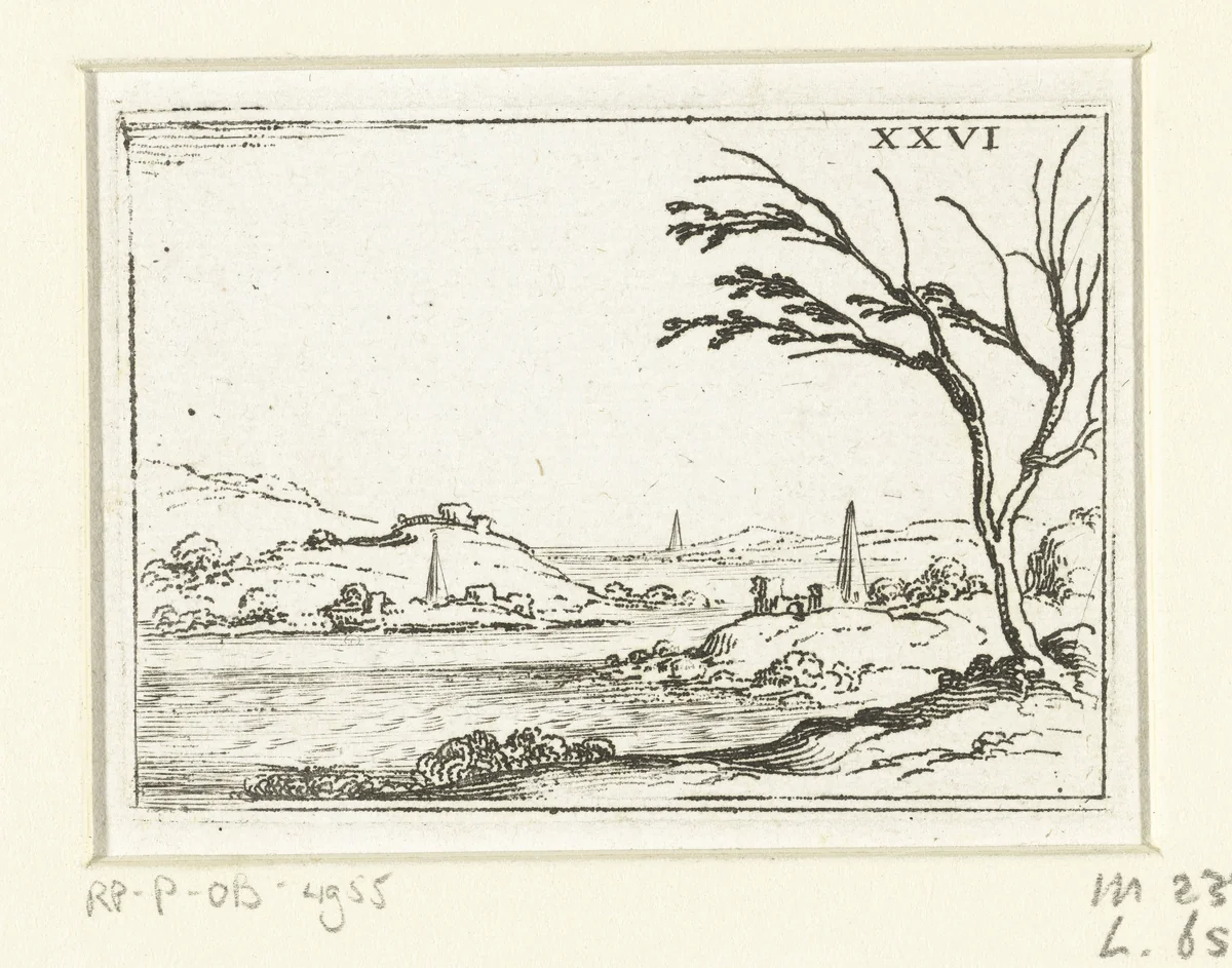 De Nijl in Egypte by Jacques Callot, print, 1625-1629