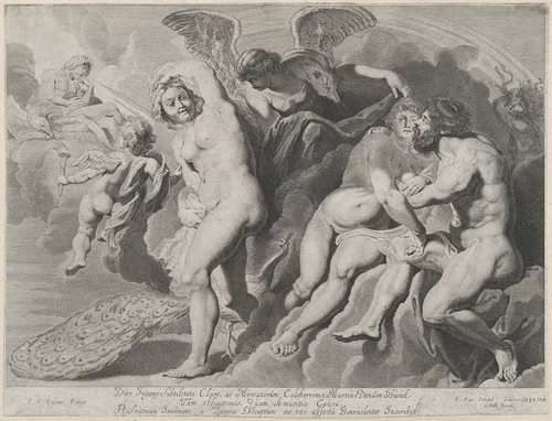 Ixion deceived by Hera by Pieter van Sompel, print, 1620-1624