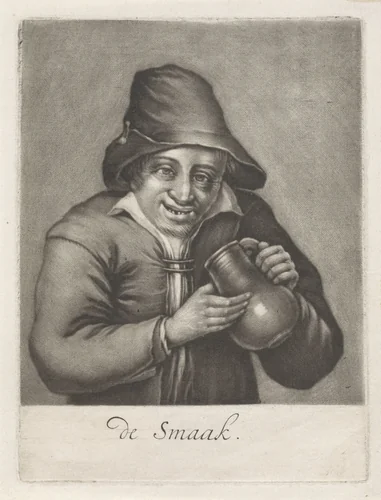 Man met een bierkruik by anonymous, print, 1650-1800