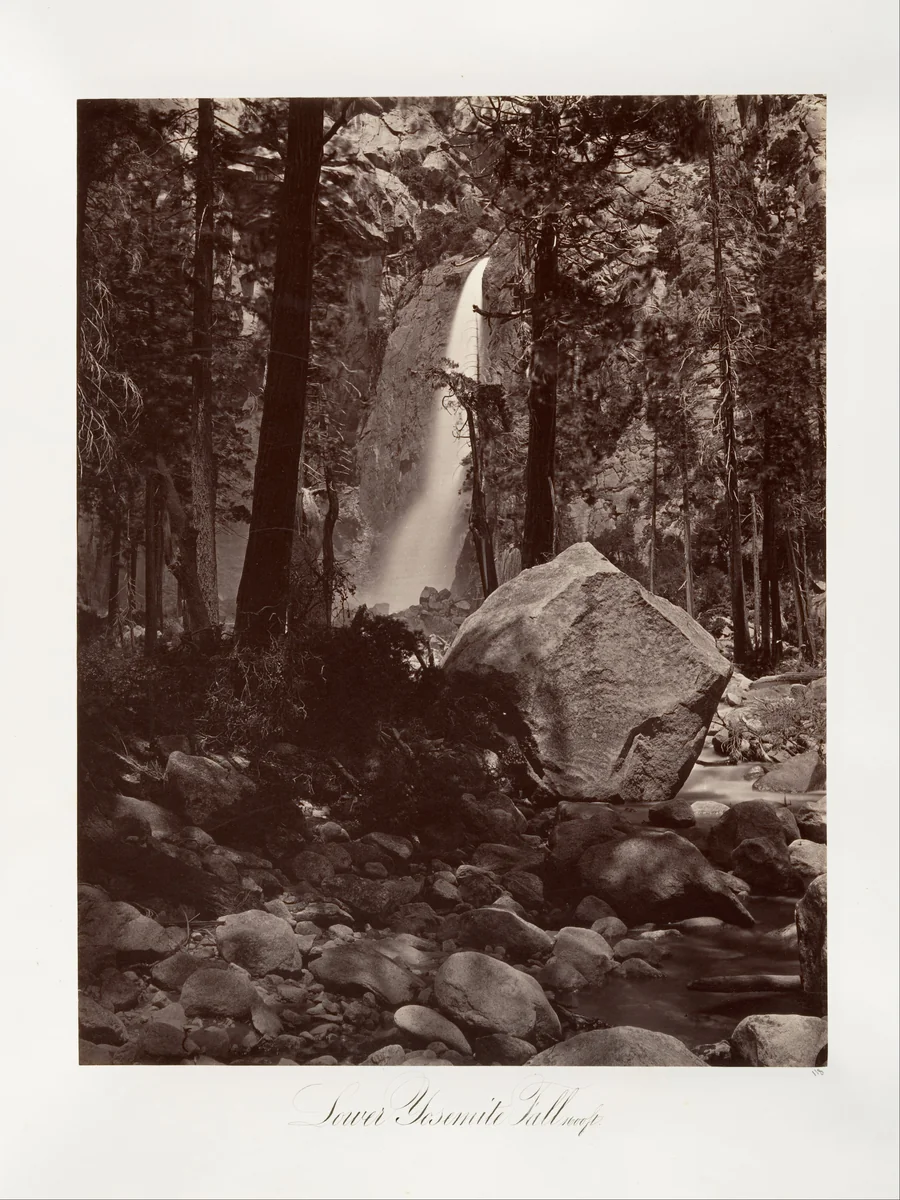 Lower Yosemite Fall, 1,600 feet by Carleton E. Watkins, photograph, 1870-1874
