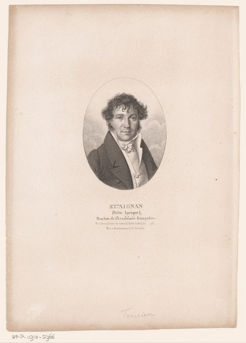 Portret van Étienne Aignan by Ambroise Tardieu, print, 1820-1828