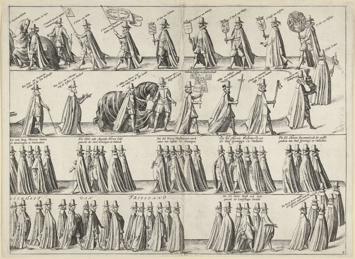 Begrafenis van Willem Lodewijk by Pieter Feddes van Harlingen, print, 1620