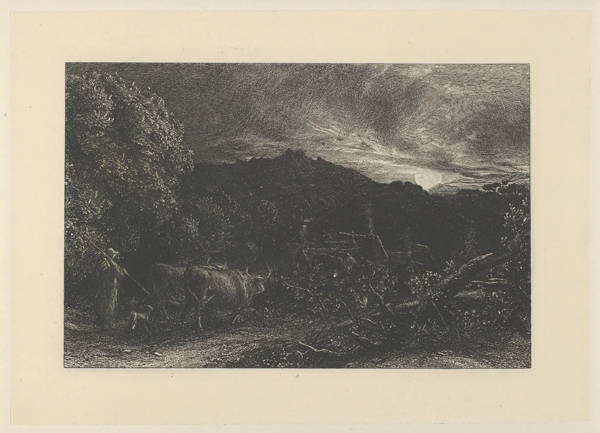 The Weary Ploughman, or The Herdsman, or Tardus Bubulcus by Samuel Palmer, print, 1858
