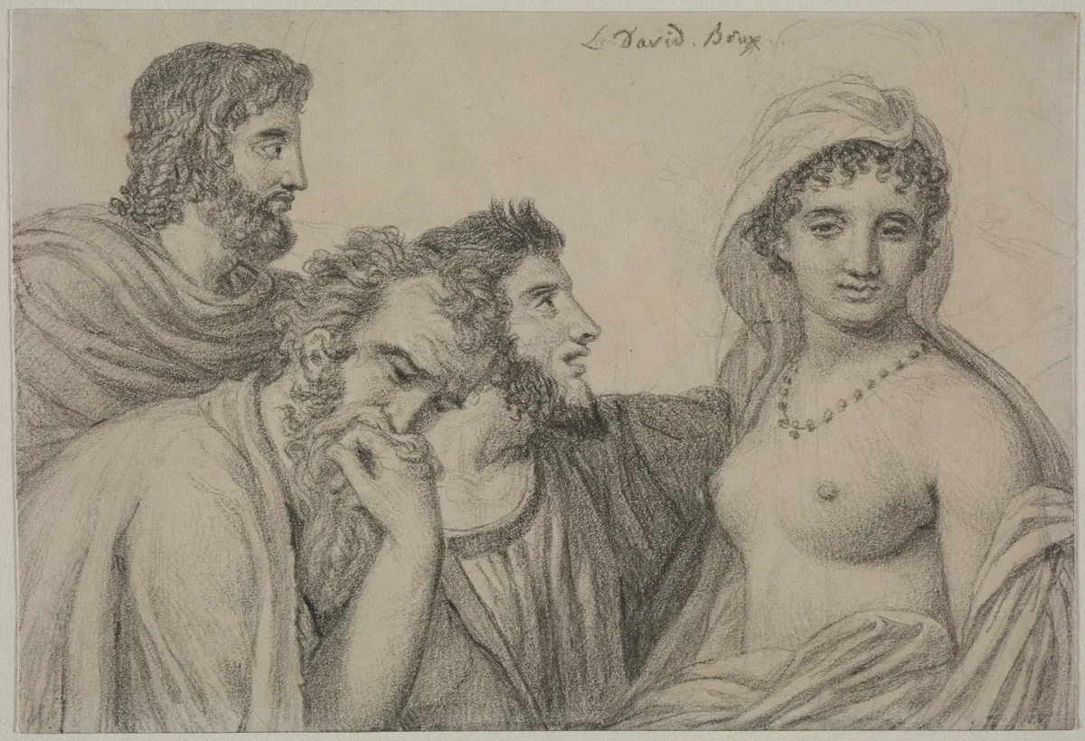 Phryne before Her Judges by Jacques-Louis David, drawing, 1816-1820