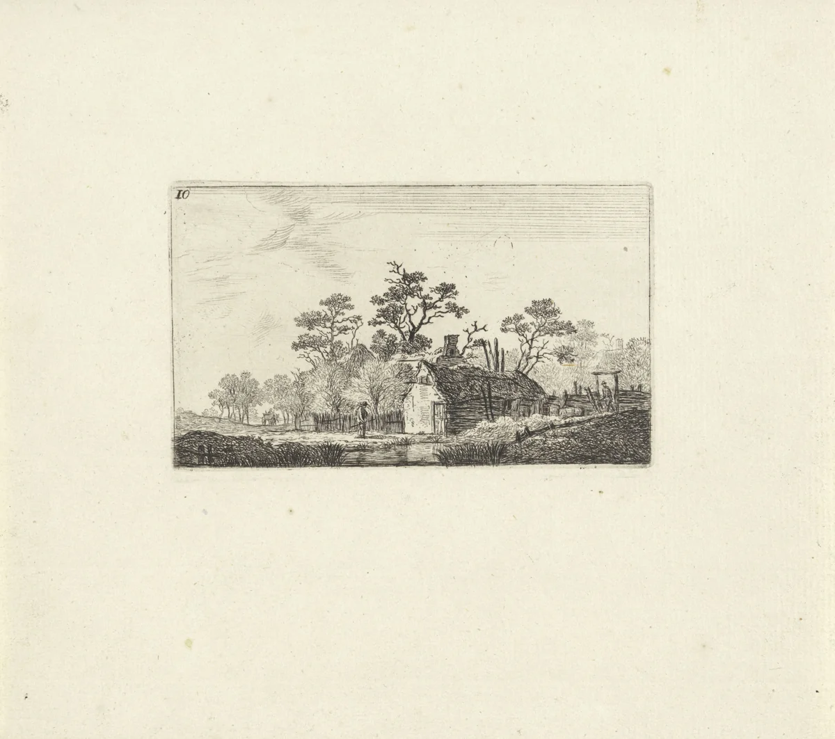Landschap met huizen tussen het geboomte by Hendrik Schwegman, print, 1786