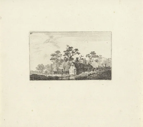 Landschap met huizen tussen het geboomte by Hendrik Schwegman, print, 1786