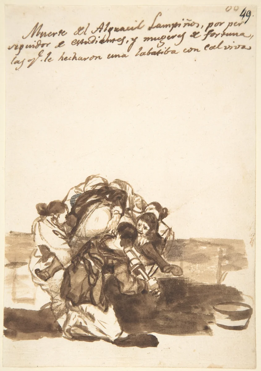 Revenge on Constable Lampiños; page 86 from the "Images of Spain" Album (F) by Goya, drawing, 1807-1825