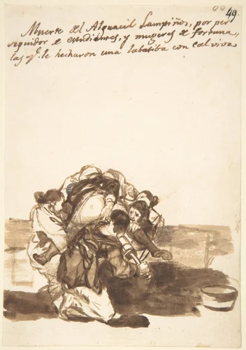 Revenge on Constable Lampiños; page 86 from the "Images of Spain" Album (F) by Goya, drawing, 1807-1825