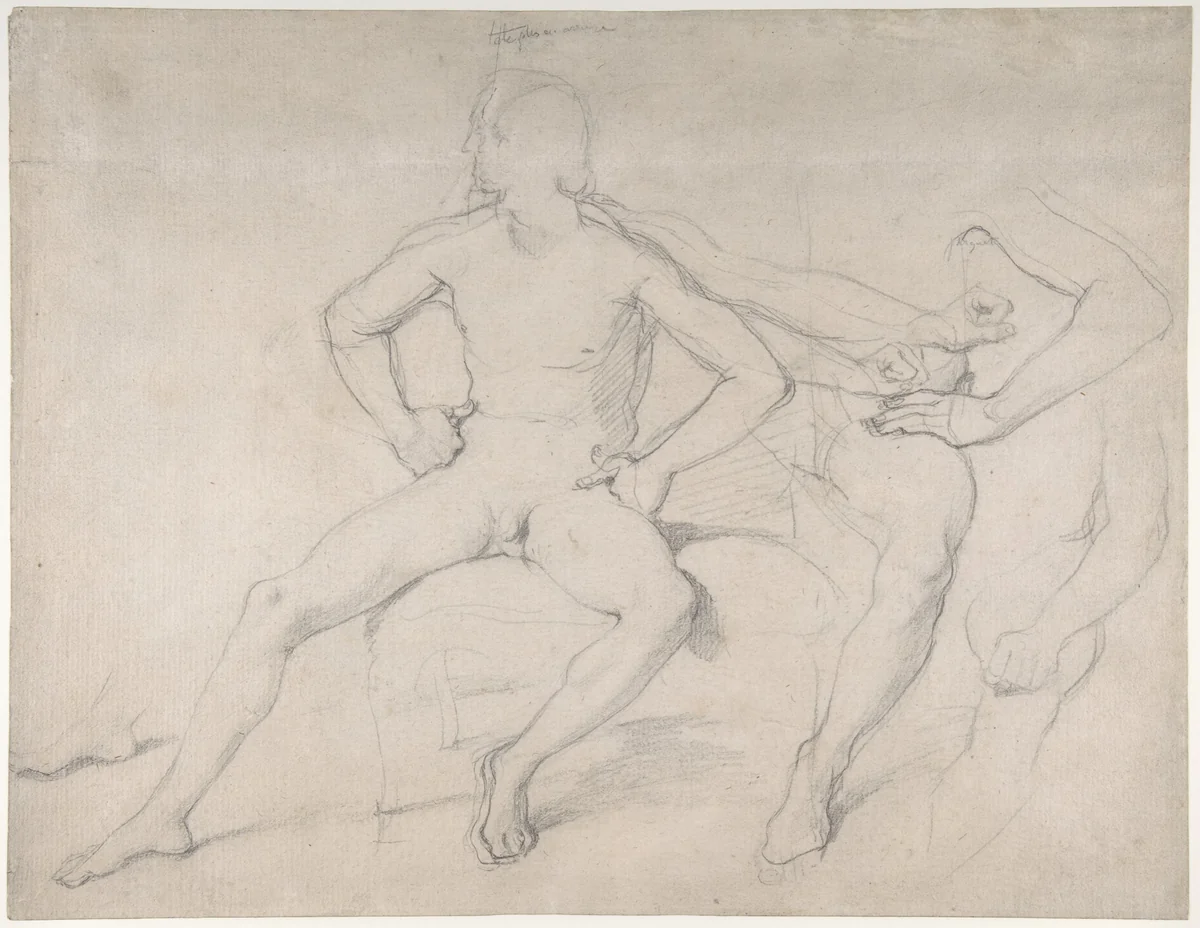 Study of a Seated Nude Male by Jean-Auguste-Dominique Ingres, drawing, 1795-1867