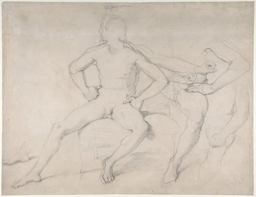 Study of a Seated Nude Male by Jean-Auguste-Dominique Ingres, drawing, 1795-1867