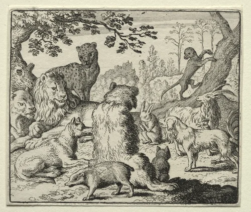 Reynard the Fox: Lion Orders Search for Reynard by Allart van Everdingen, print, 1650-1675