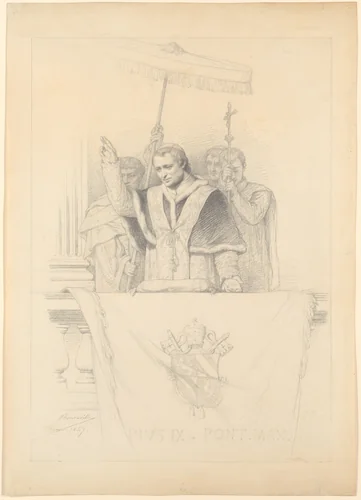 Pope Pius IX Imparting the Blessing Urbi et Orbi by François-Léon Benouville, drawing, 1847