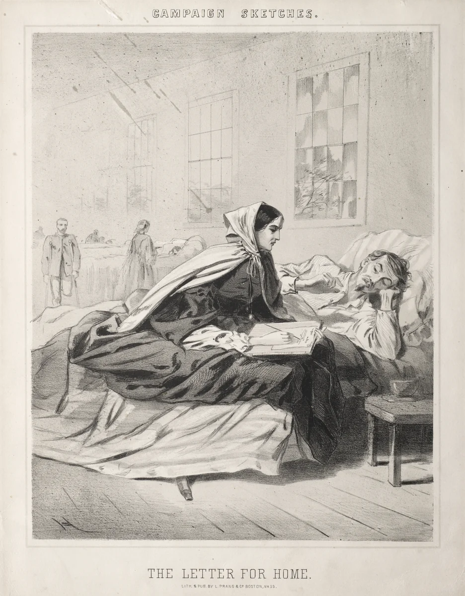 Campaign Sketches: The Letter for Home by Winslow Homer, print, 1863